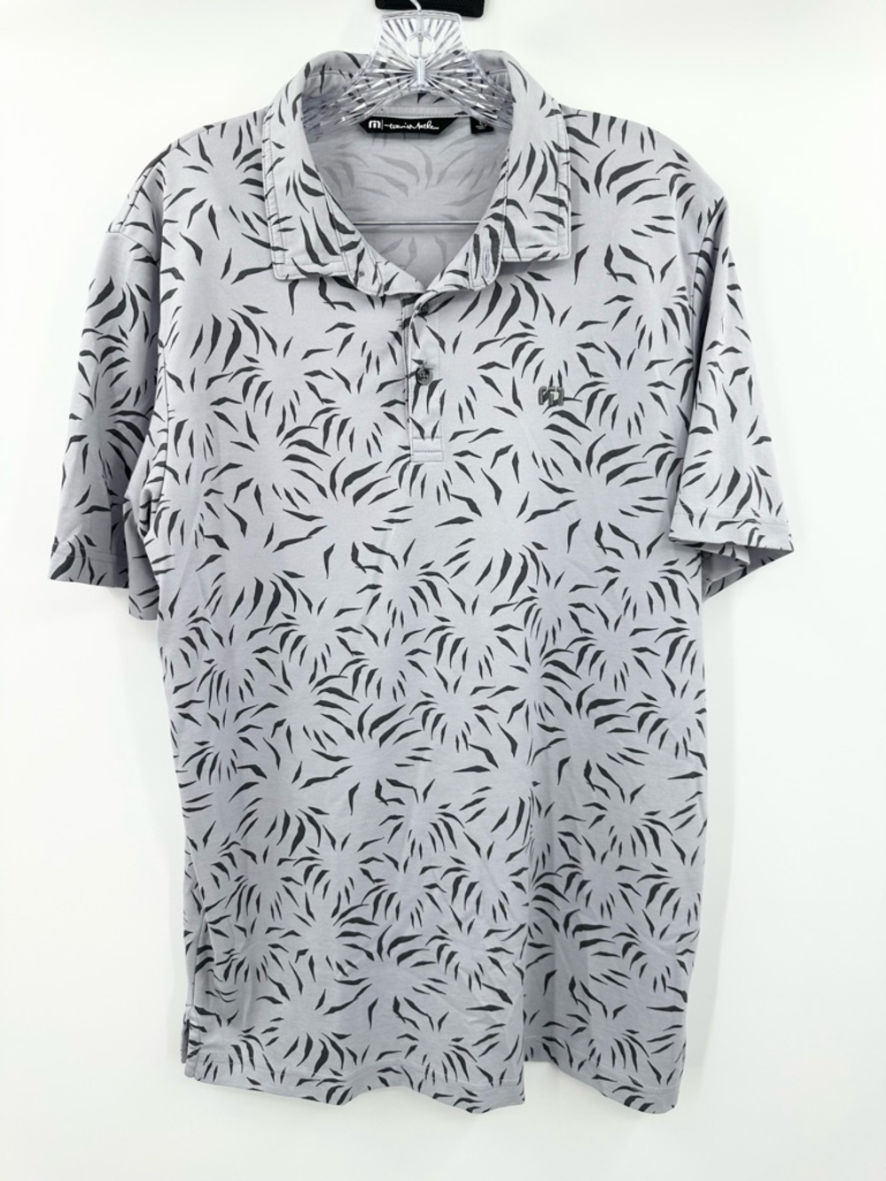 Travis Mathew Downhill Golf Polo Shirt Floral Size Large Gray/Black